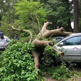 árvore cai sobre carro