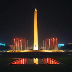 Obelisco e outros monumentos são iluminados para a Copa